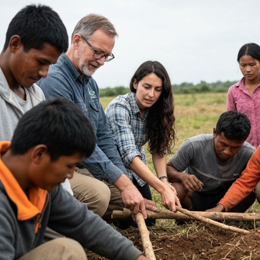 Team working with community members